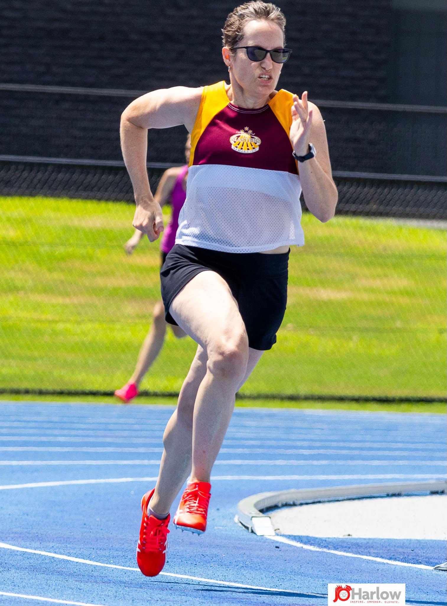 Jodie Schubert competing in the 200m